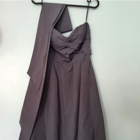 RW&CO Strapless Mini Dress w/ Wide Sash Belt Bubble Hem Gray Sz 2 - Picture 6 of 10